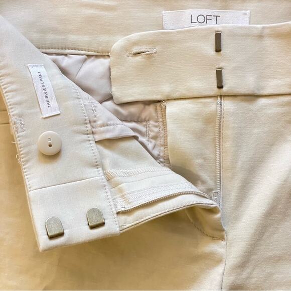 Loft zip up double hook closure casual pants cream size 2 b27 - Picture 3 of 4